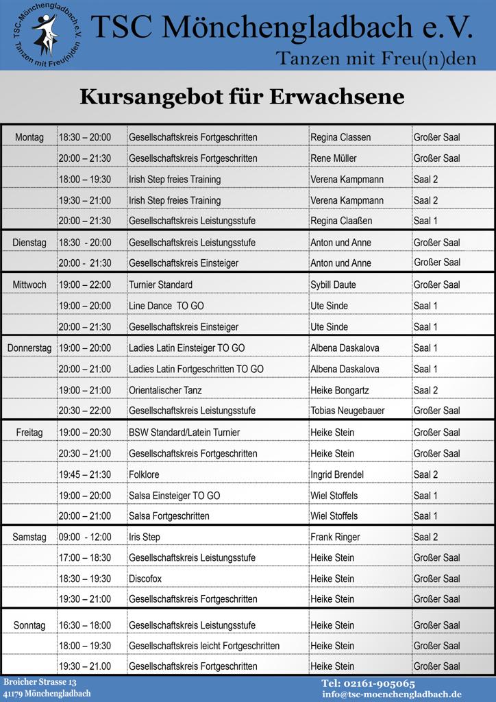 Unsere aktuellen Tanzangebote für Erwachsene