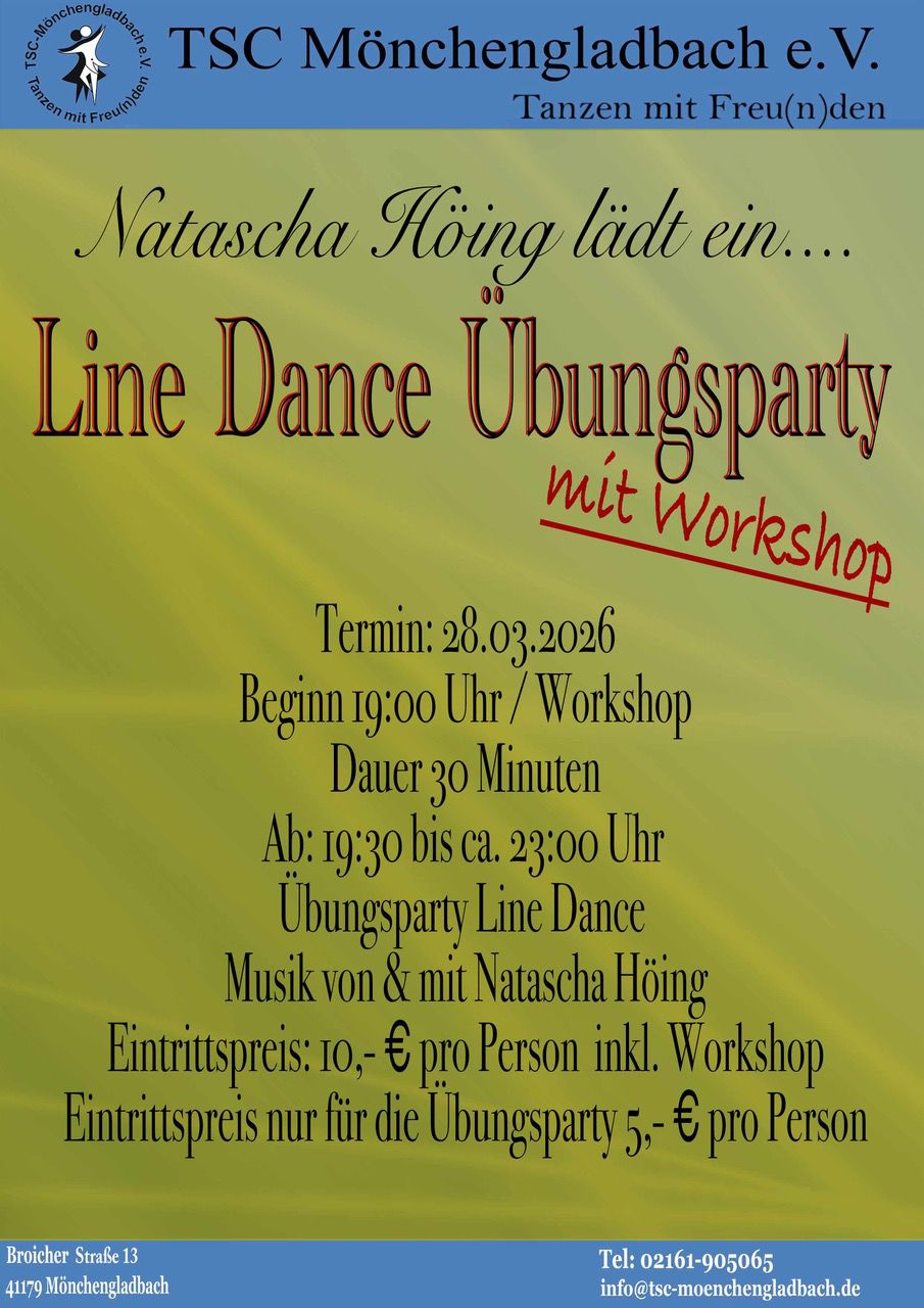 Line Dance Übungsparty mit Workshop