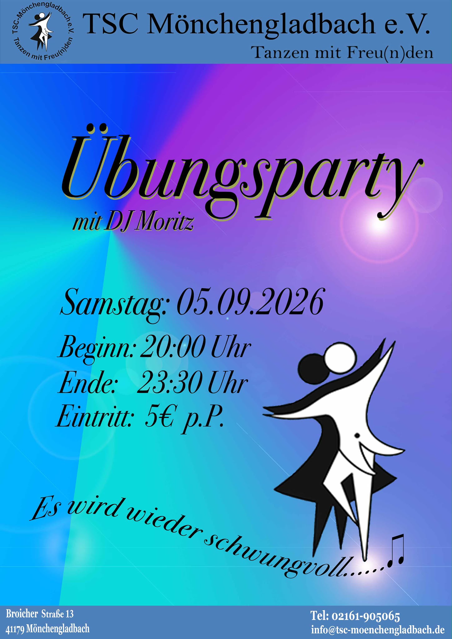 Übungsparty mit DJ Moritz am 05.09.2026