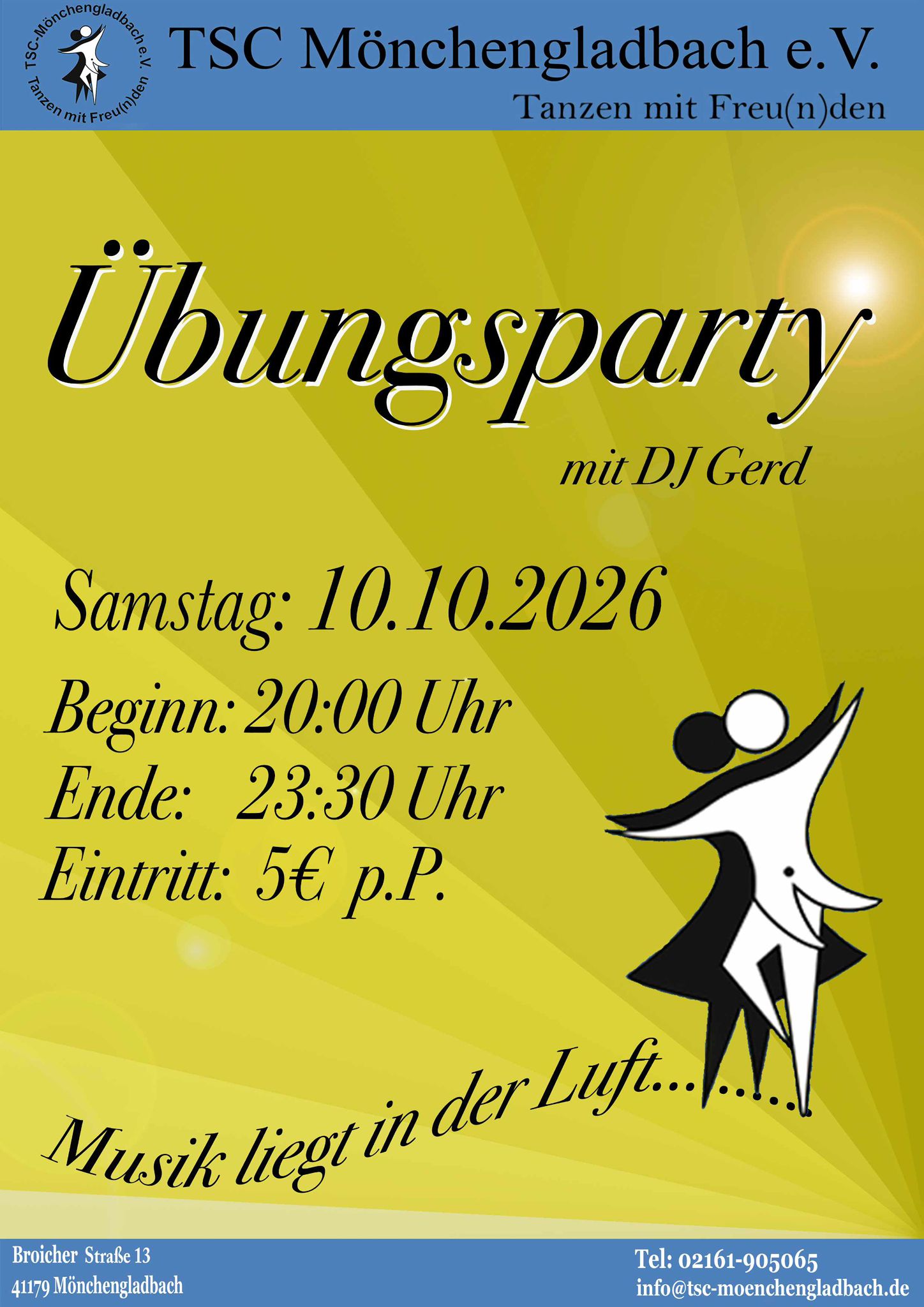 Übungsparty mit DJ Gerd am 10.10.2026